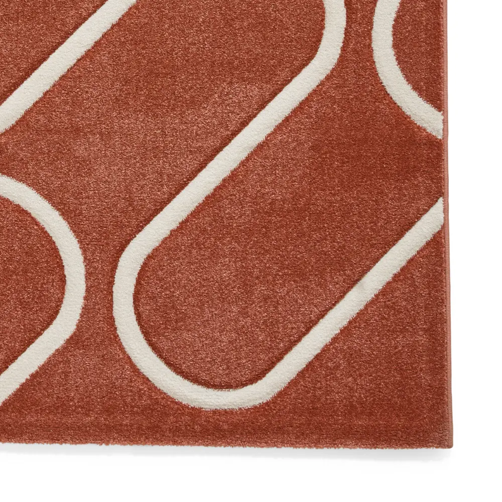 Catherine Lansfield Linear Curve Modern Geometric Terracotta Rug - Image 5