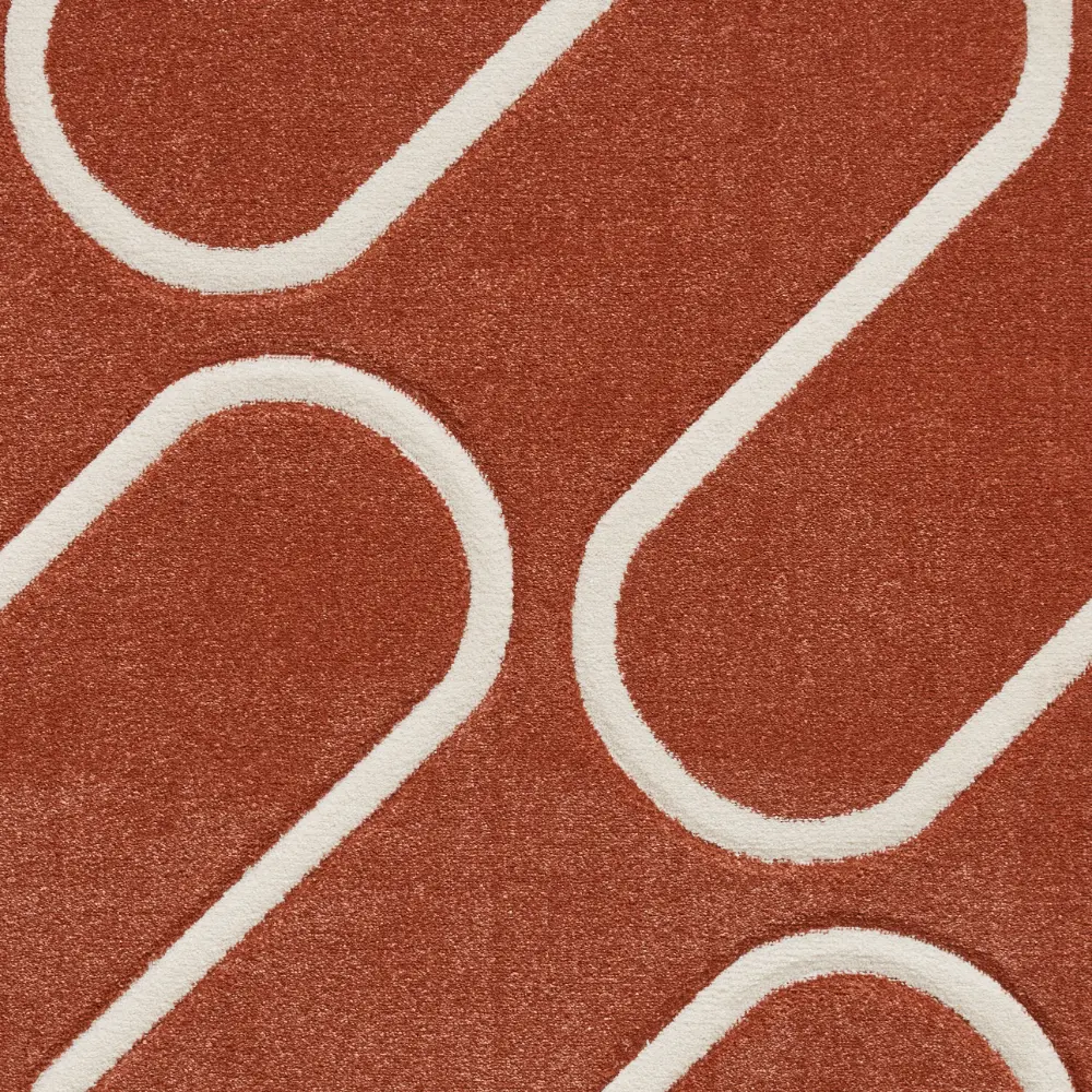 Catherine Lansfield Linear Curve Modern Geometric Terracotta Rug - Image 6