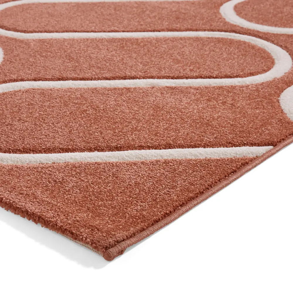 Catherine Lansfield Linear Curve Modern Geometric Terracotta Rug - Image 7
