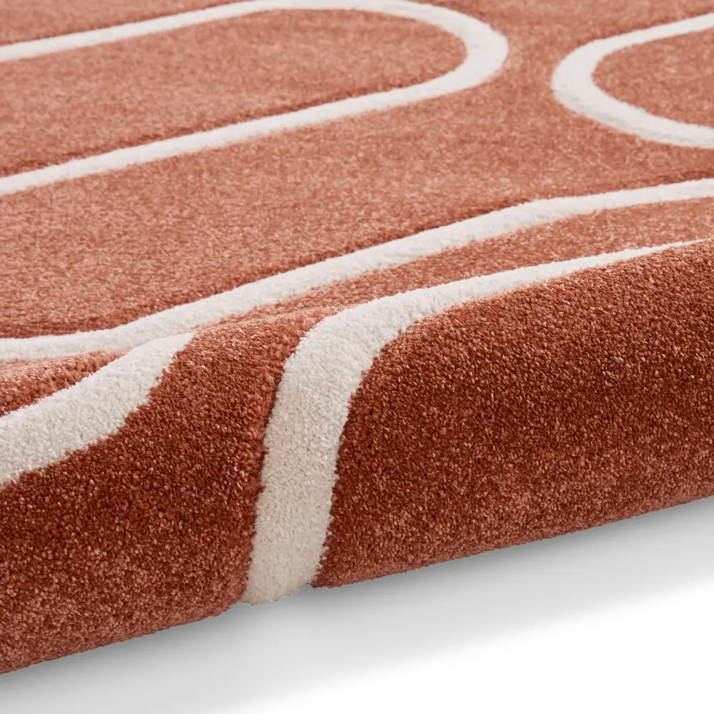 Catherine Lansfield Linear Curve Modern Geometric Terracotta Rug - Image 9