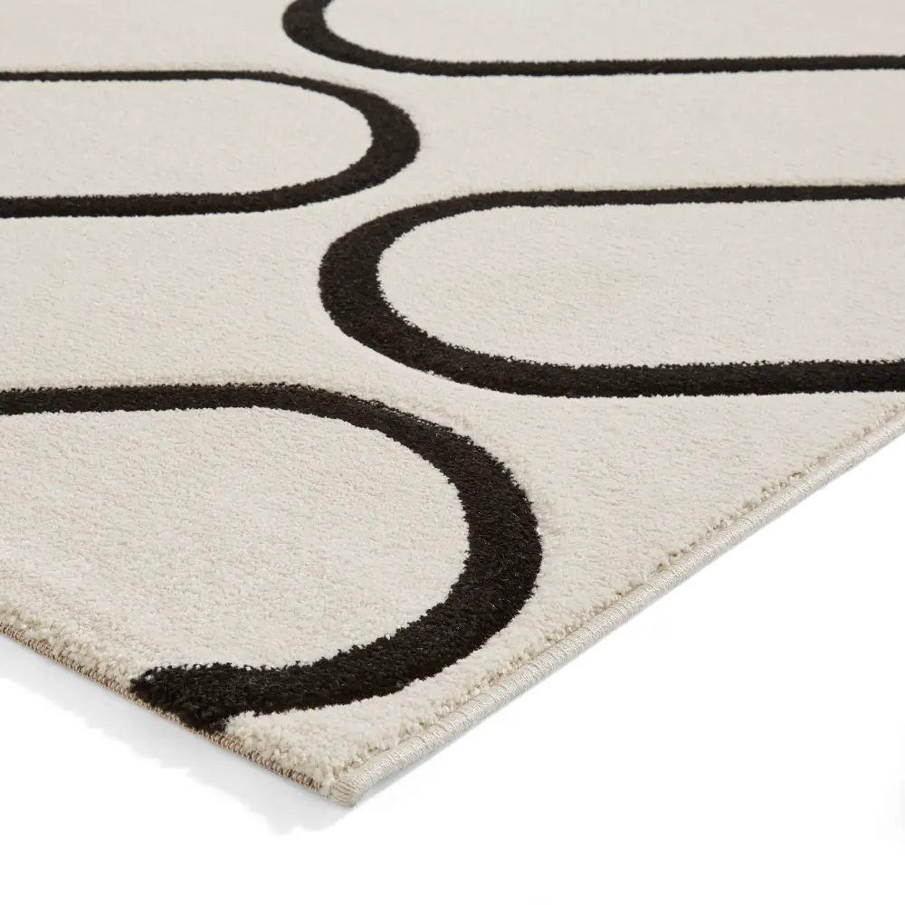 Catherine Lansfield Linear Curve Modern Geometric White Rug - Image 6