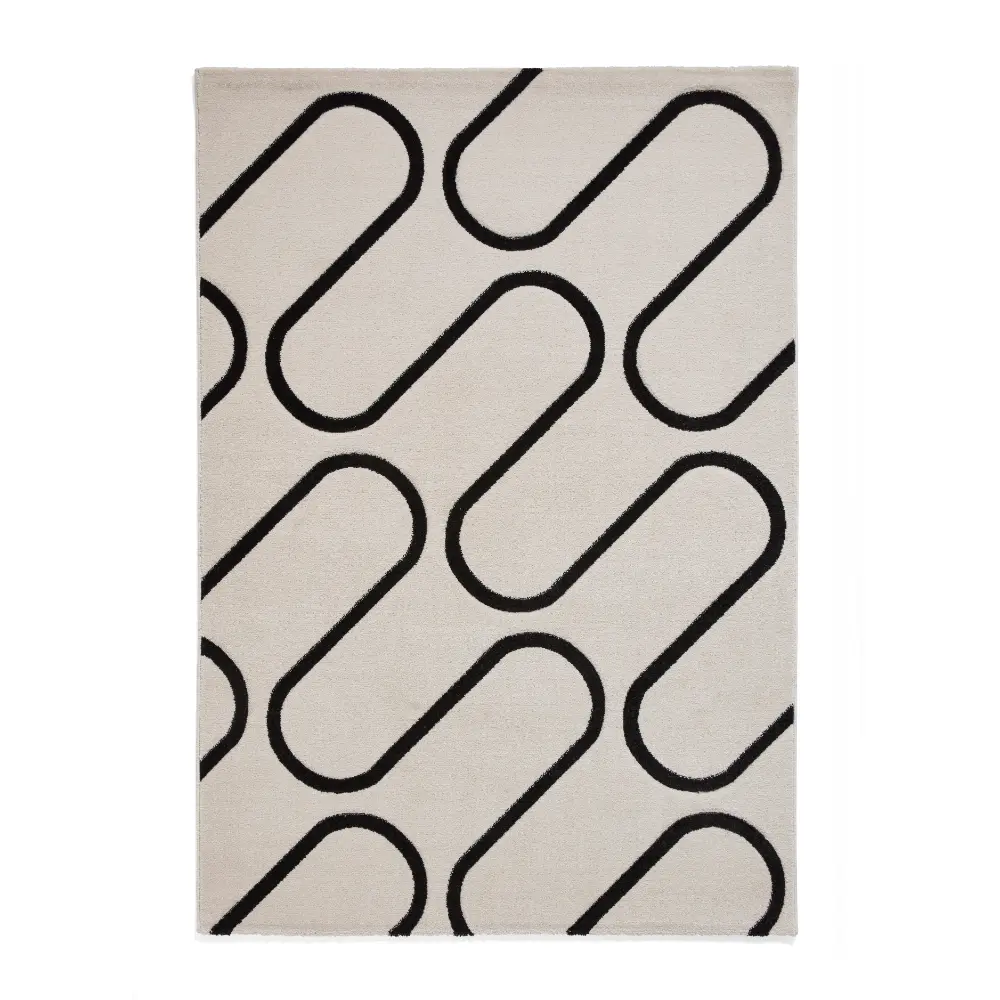 Catherine Lansfield Linear Curve Modern Geometric White Rug - Image 9