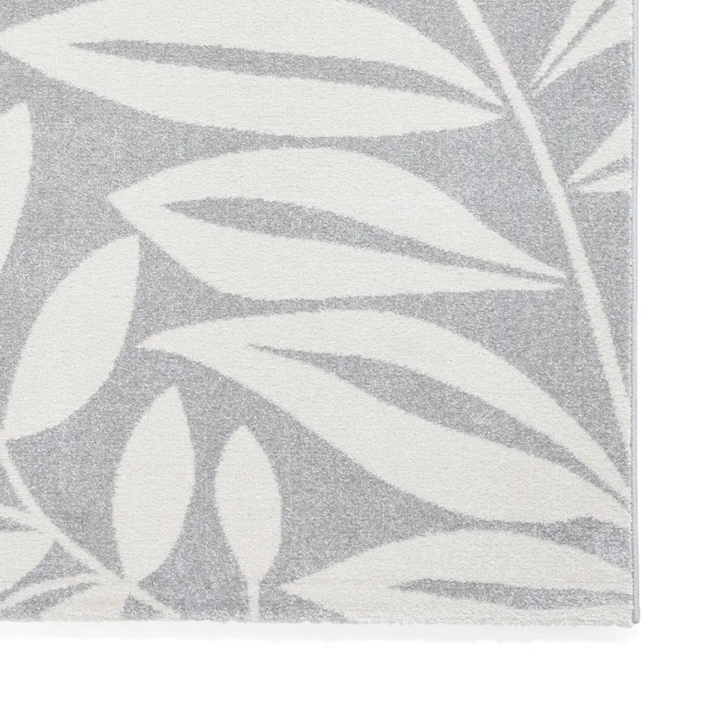 Catherine Lansfield Sorral Leaves Botanical Grey Rug - Image 5