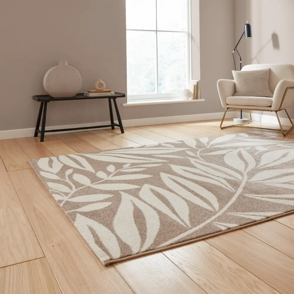 Catherine Lansfield Sorral Leaves Botanical Natural Rug - Image 2