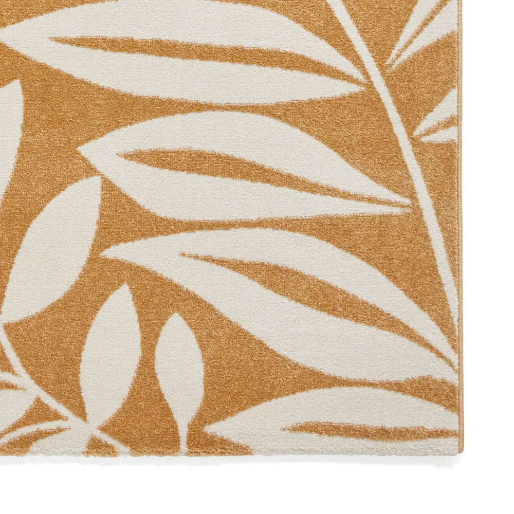 Catherine Lansfield Sorral Leaves Botanical Ochre Rug - Image 3