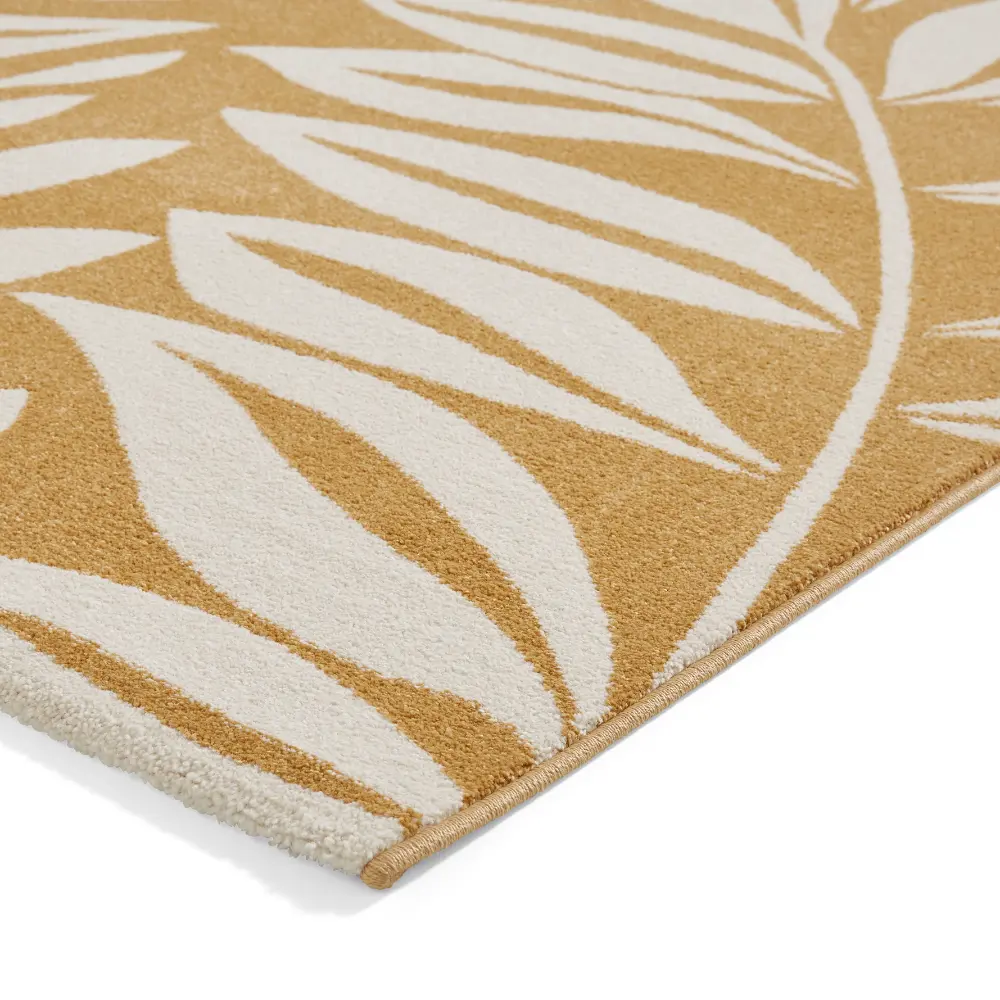 Catherine Lansfield Sorral Leaves Botanical Ochre Rug - Image 5