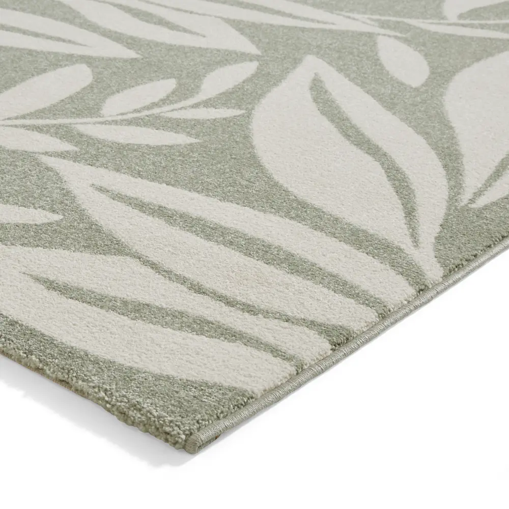 Catherine Lansfield Sorral Leaves Botanical Sage Green Rug - Image 7