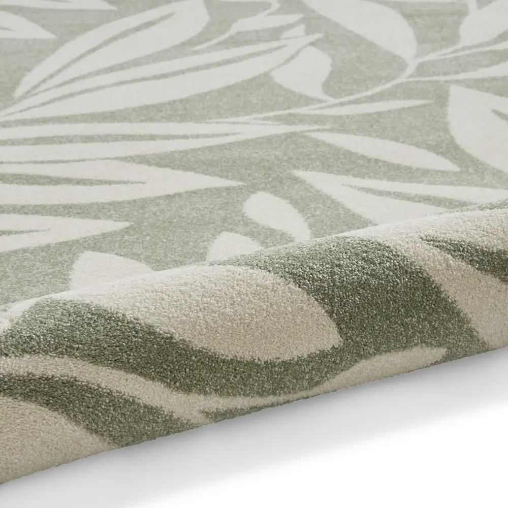 Catherine Lansfield Sorral Leaves Botanical Sage Green Rug - Image 9