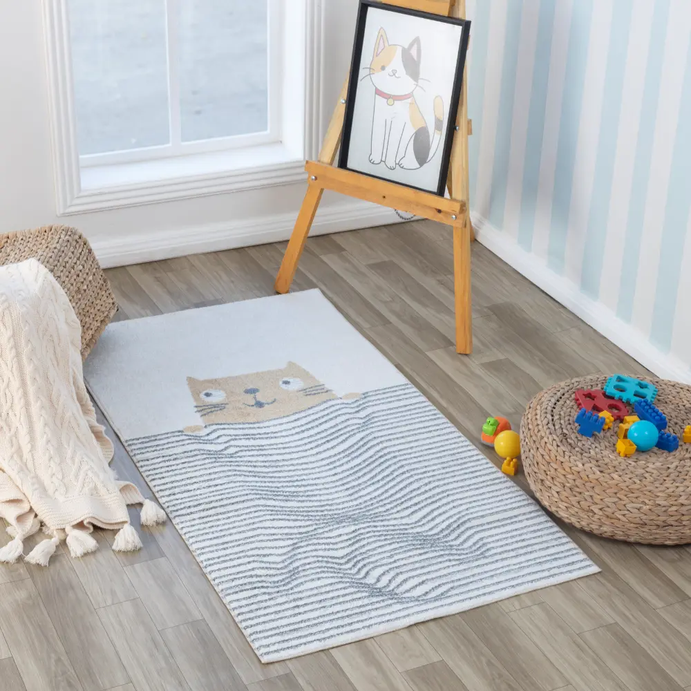 Catnap Kids Machine Washable Brown/Beige Bedroom Rug - Image 12