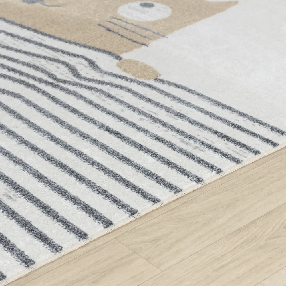 Catnap Kids Machine Washable Brown/Beige Bedroom Rug - Image 6