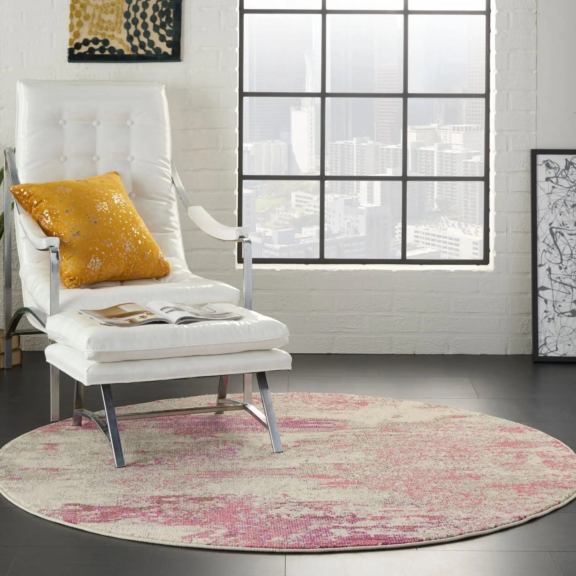 Celestial CES02 Ivory Pink Rug - Image 4