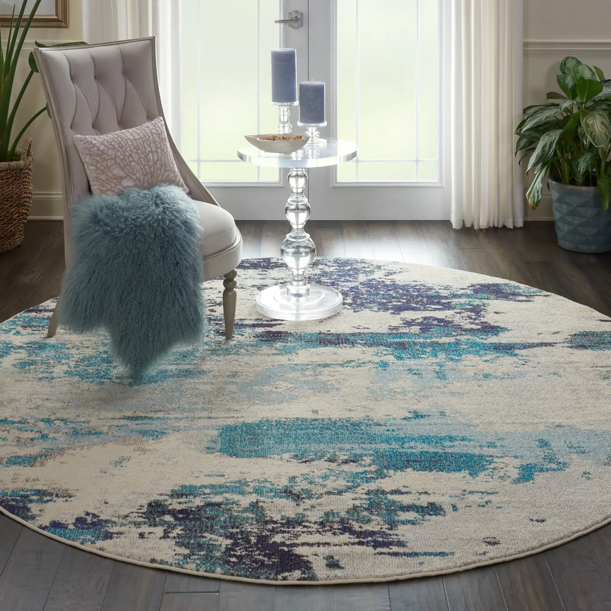 Celestial CES02 Ivory Teal Blue Rug - Image 10