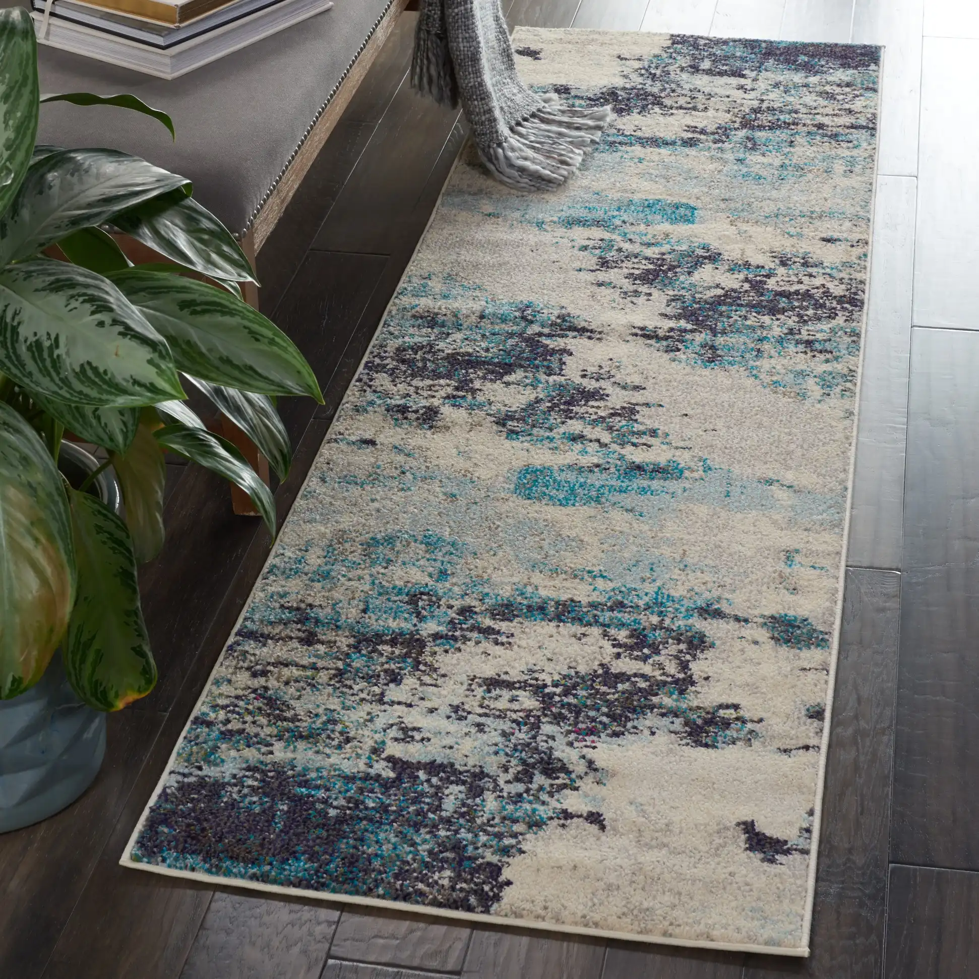 Celestial CES02 Ivory Teal Blue Rug - Image 11