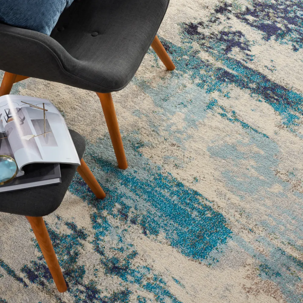 Celestial CES02 Ivory Teal Blue Rug - Image 12