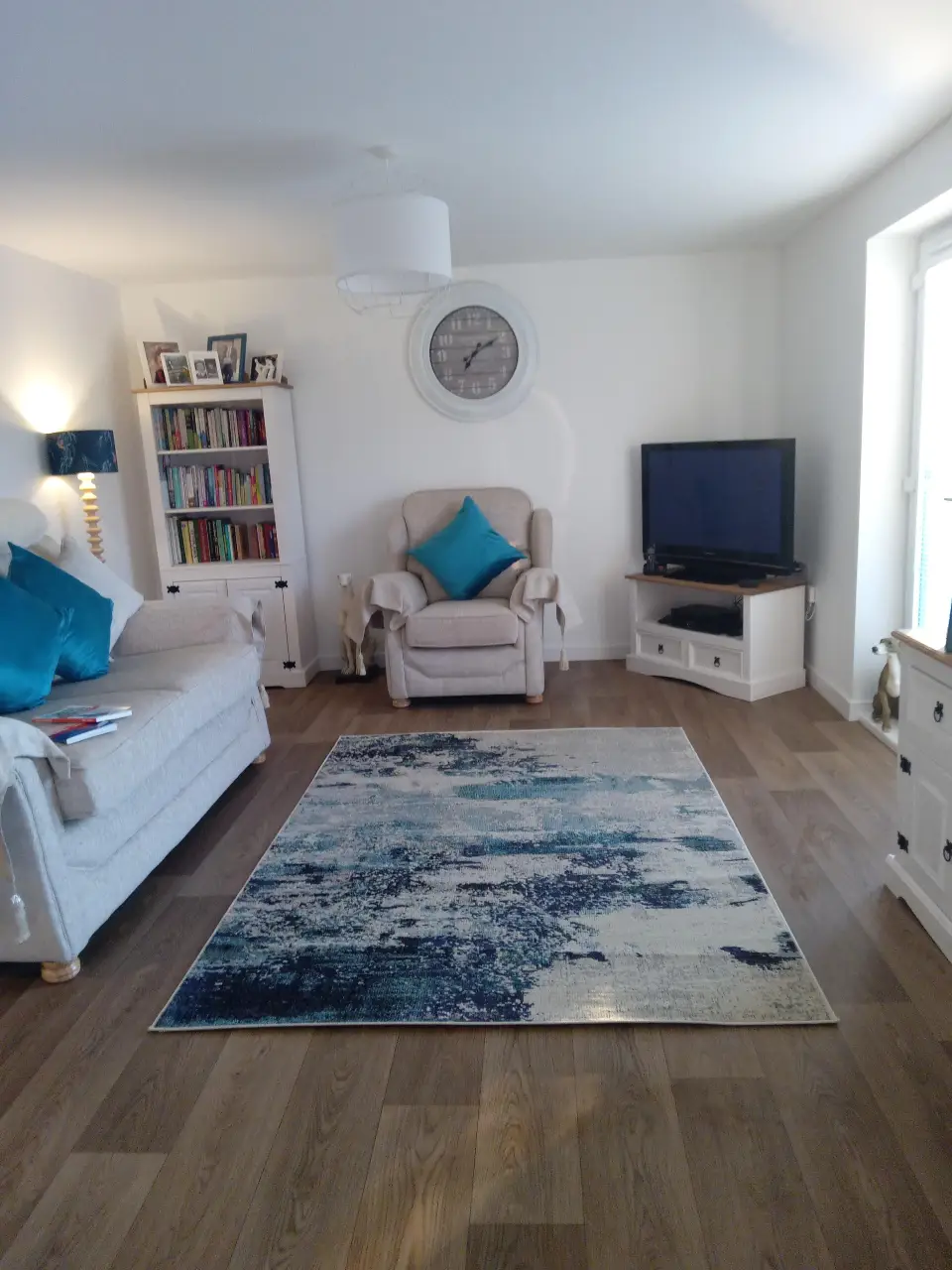 Celestial CES02 Ivory Teal Blue Rug - Image 6