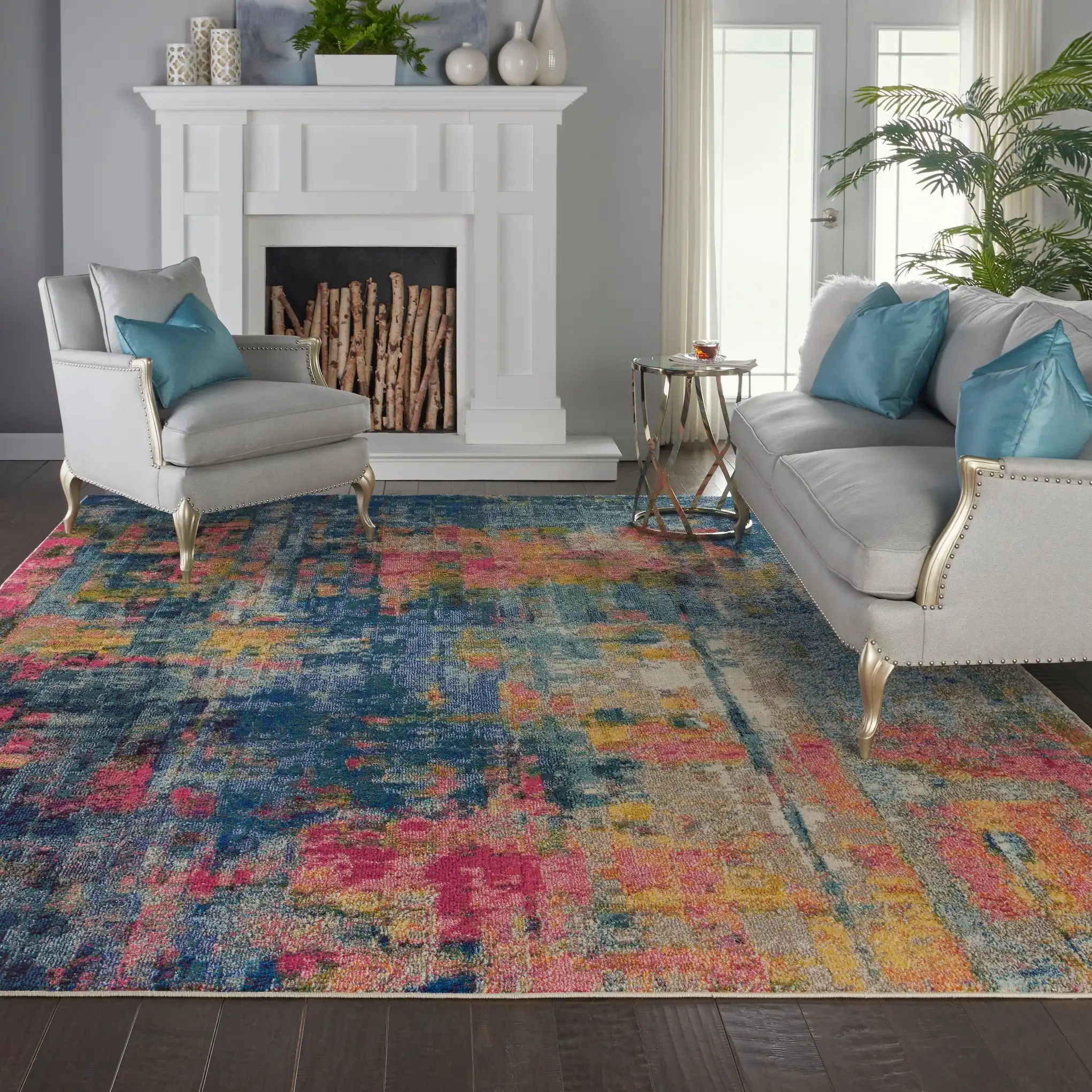 Celestial CES09 Blue Yellow Rug - Image 2