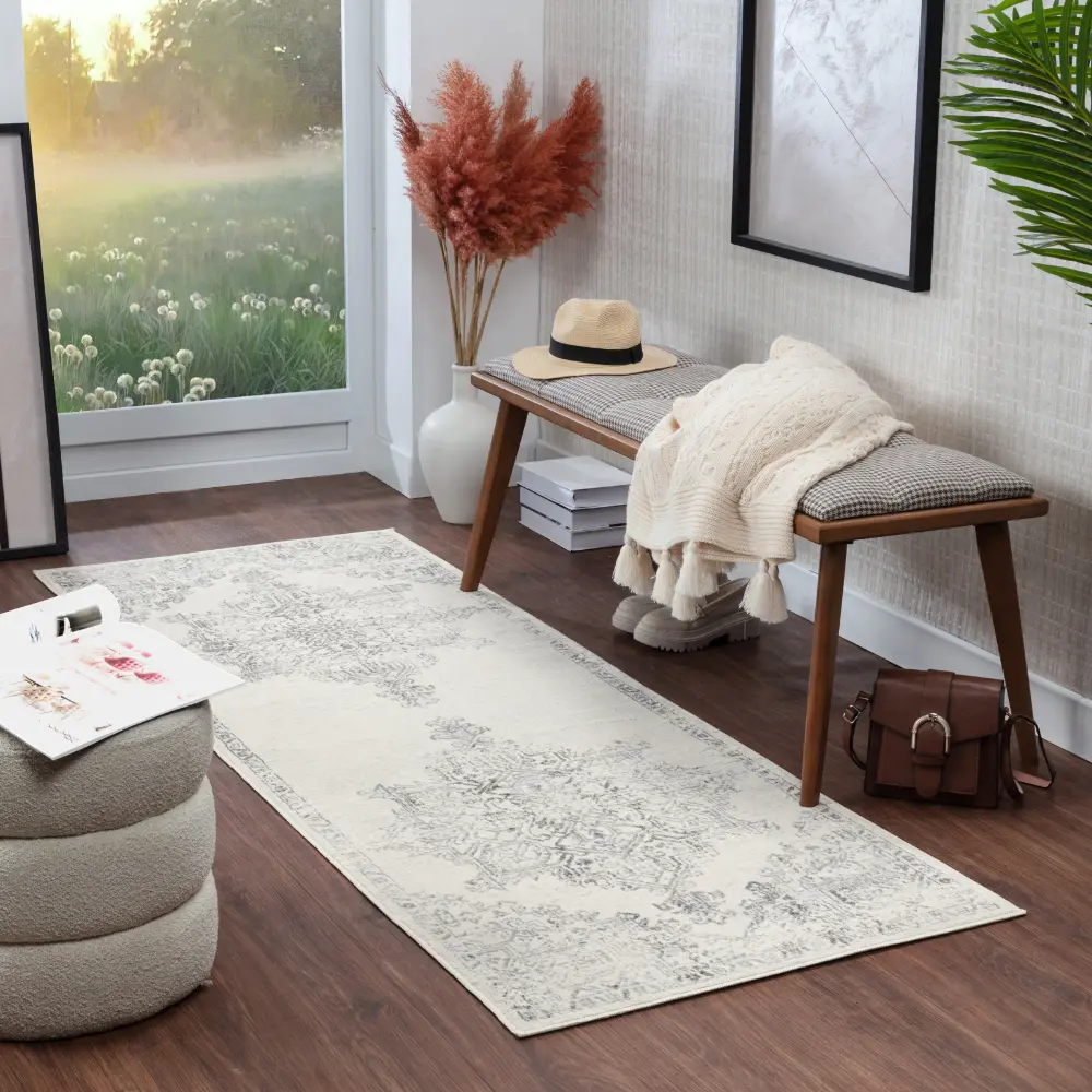 Ceren Vintage Oriental Boho Cream Rug - Image 2