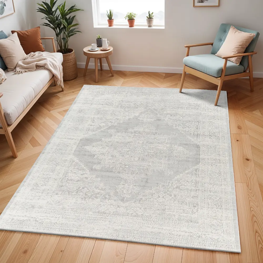Ceren Vintage Oriental Boho Grey Rug