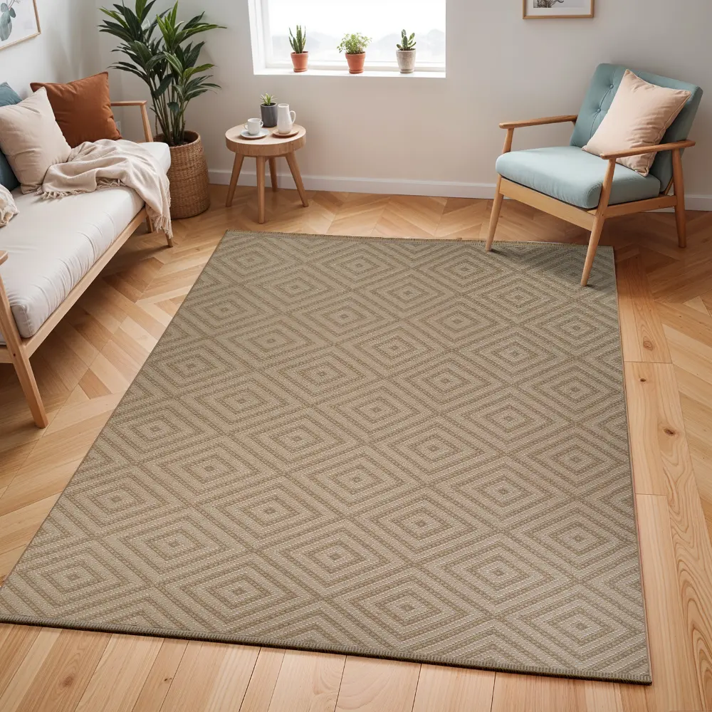 Chardy Cottage Tan/Light Beige Machine Washable Jute Rug