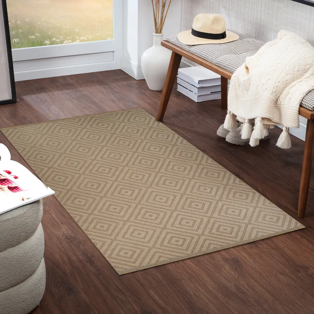 Chardy Cottage Tan/Light Beige Machine Washable Jute Rug - Image 5