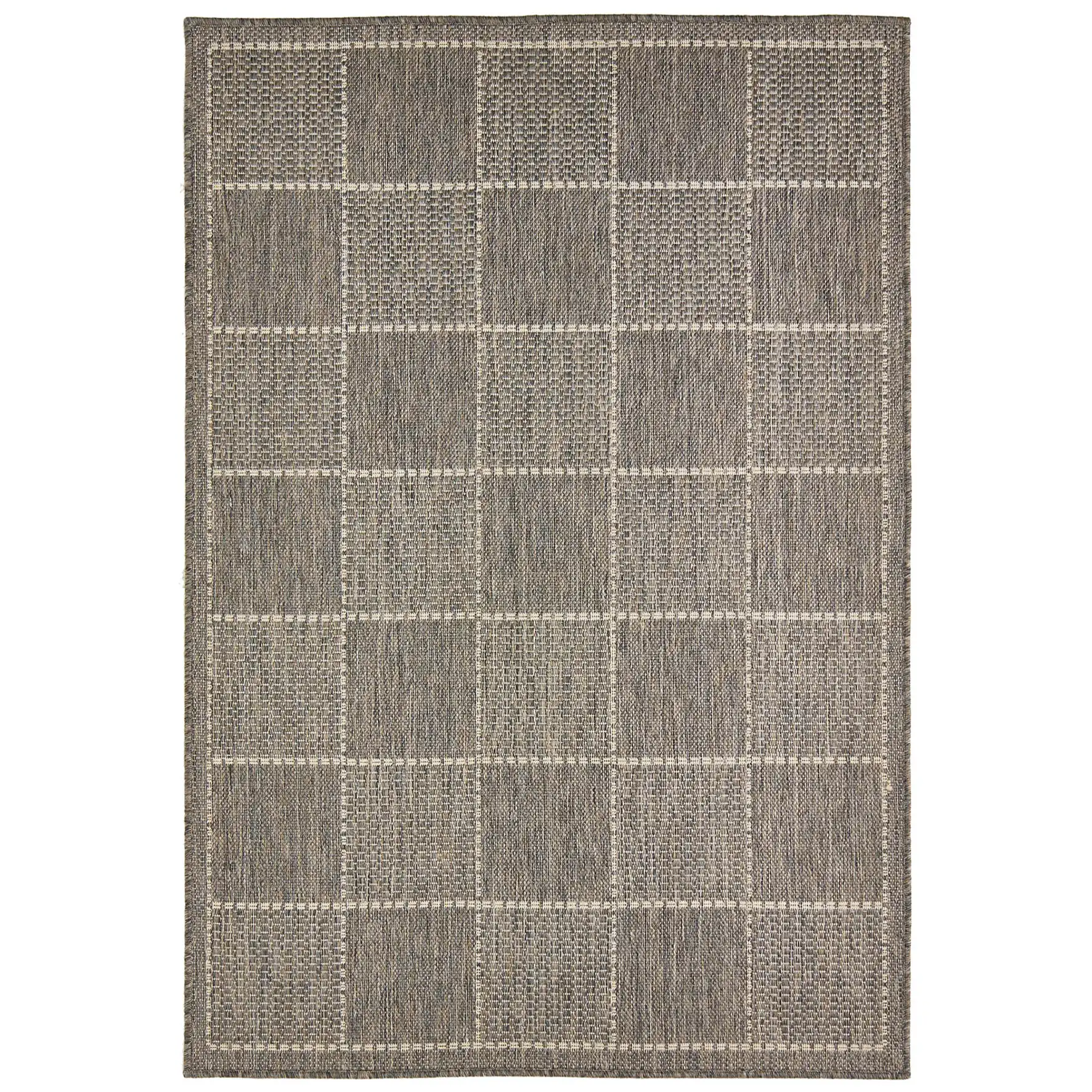 Checked Flatweave Grey Rug - Image 3