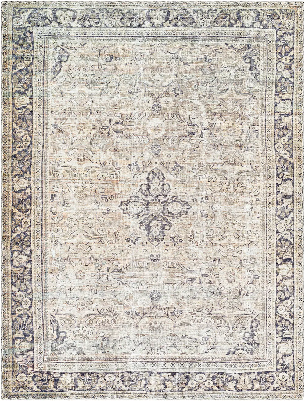 Darling Becki Owens X Livabliss Machine Washable Oriental Boho Warm Grey/Khaki Rug - Image 9