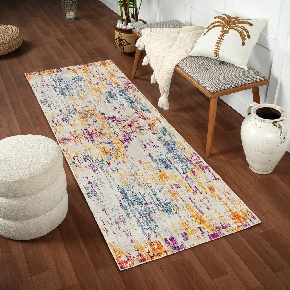 Chinu Abstract Modern Marble Blue Rug - Image 5