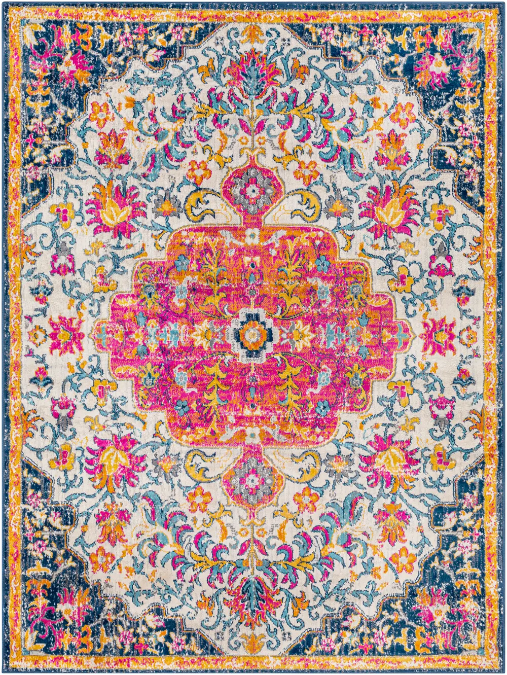 Chinu Vintage Oriental Boho Bright Pink Rug - Image 3