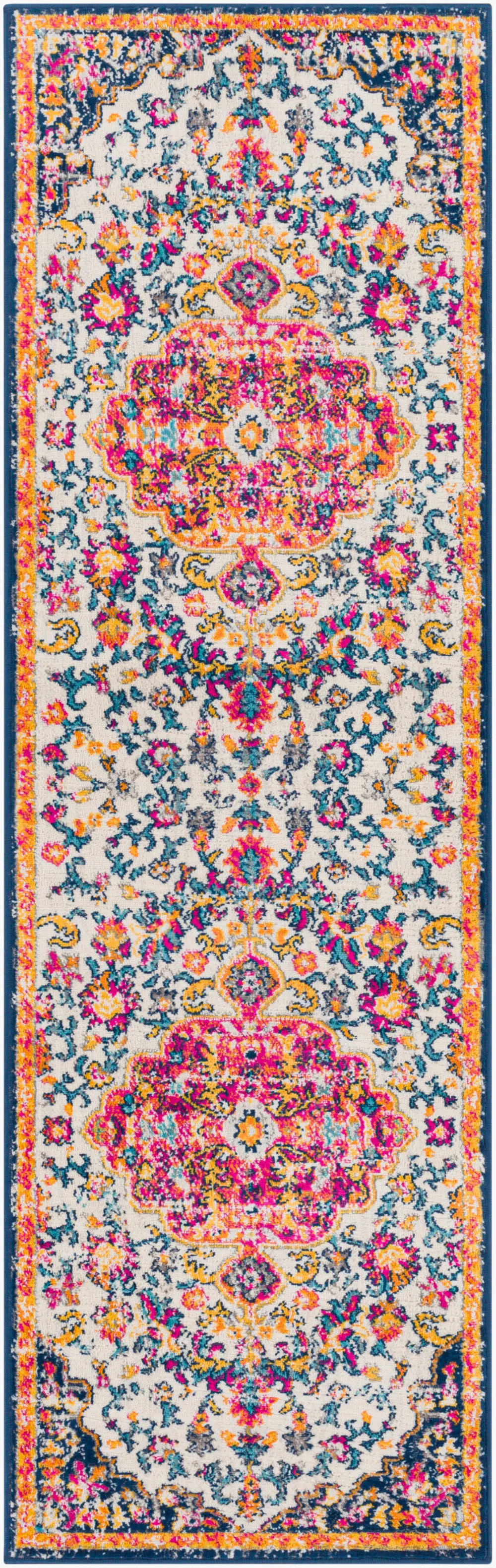 Chinu Vintage Oriental Boho Bright Pink Rug - Image 4