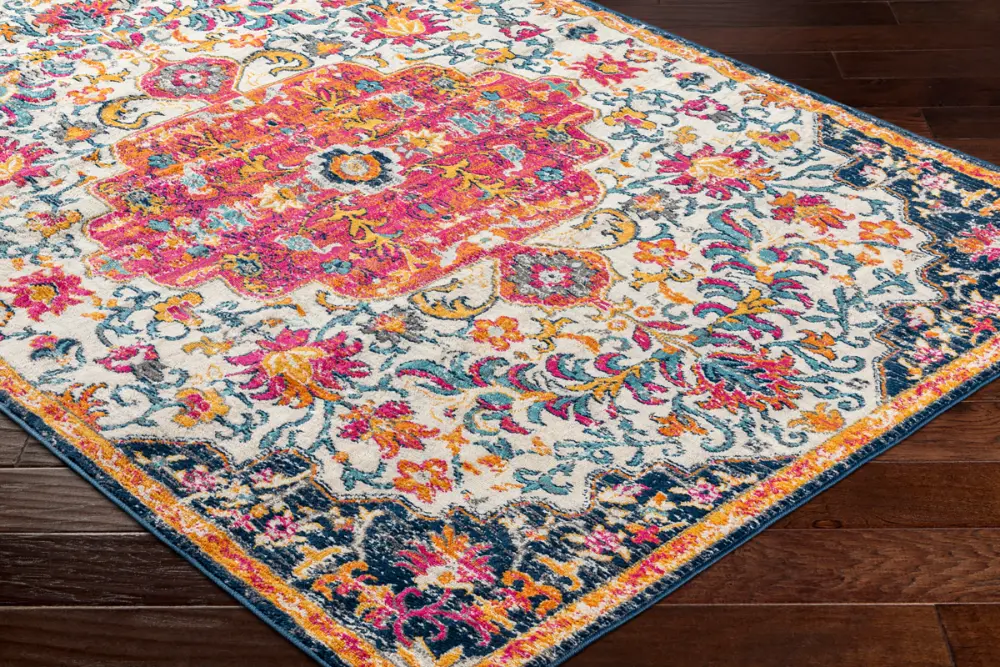 Chinu Vintage Oriental Boho Bright Pink Rug - Image 9