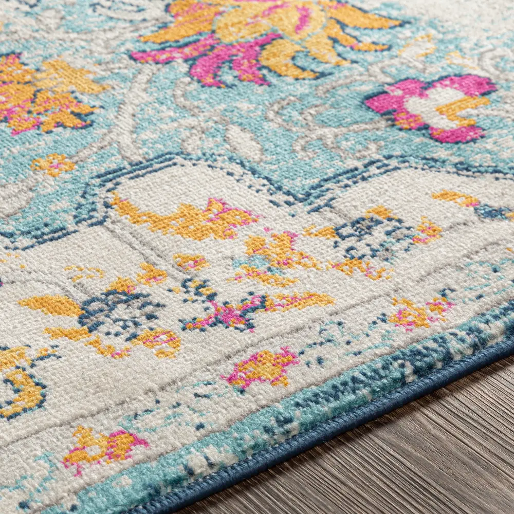 Chinu Vintage Oriental Boho Sky Blue/Saffron Rug - Image 8