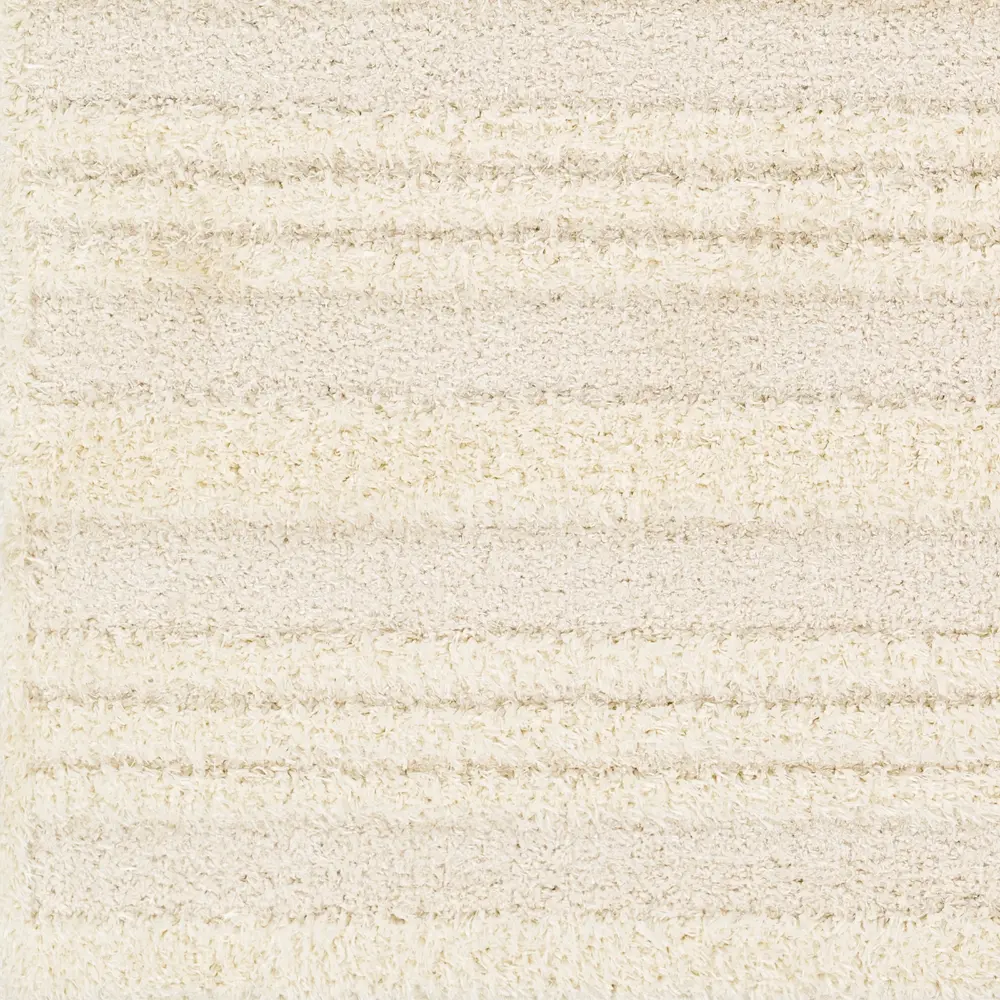 Chumini Shaggy Modern Plush Pile Cream Striped Rug - Image 2