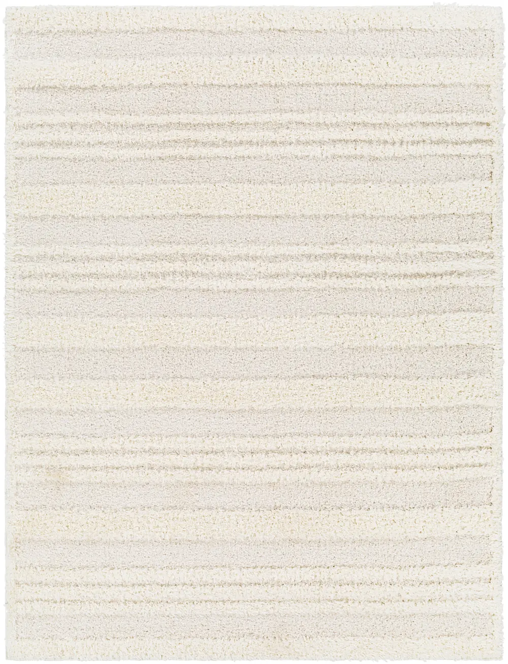 Chumini Shaggy Modern Plush Pile Cream Striped Rug - Image 4