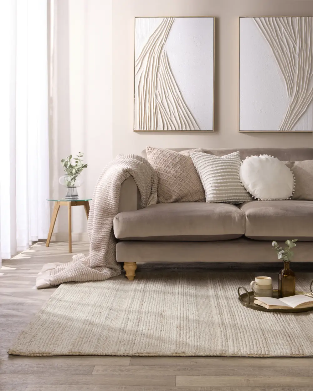 Chunky Knit Cream Rug - Image 2