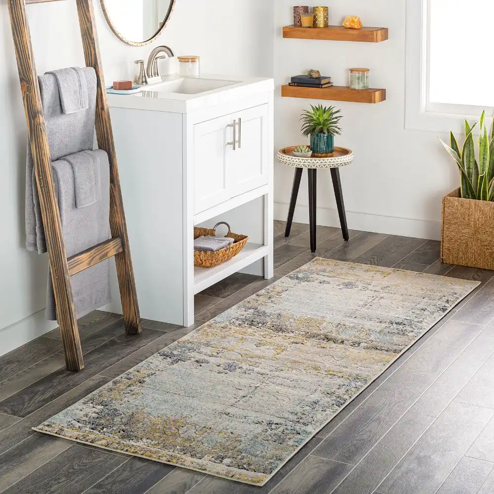 Bellatrix Abstract Modern Marble Mustard Rug - Image 2
