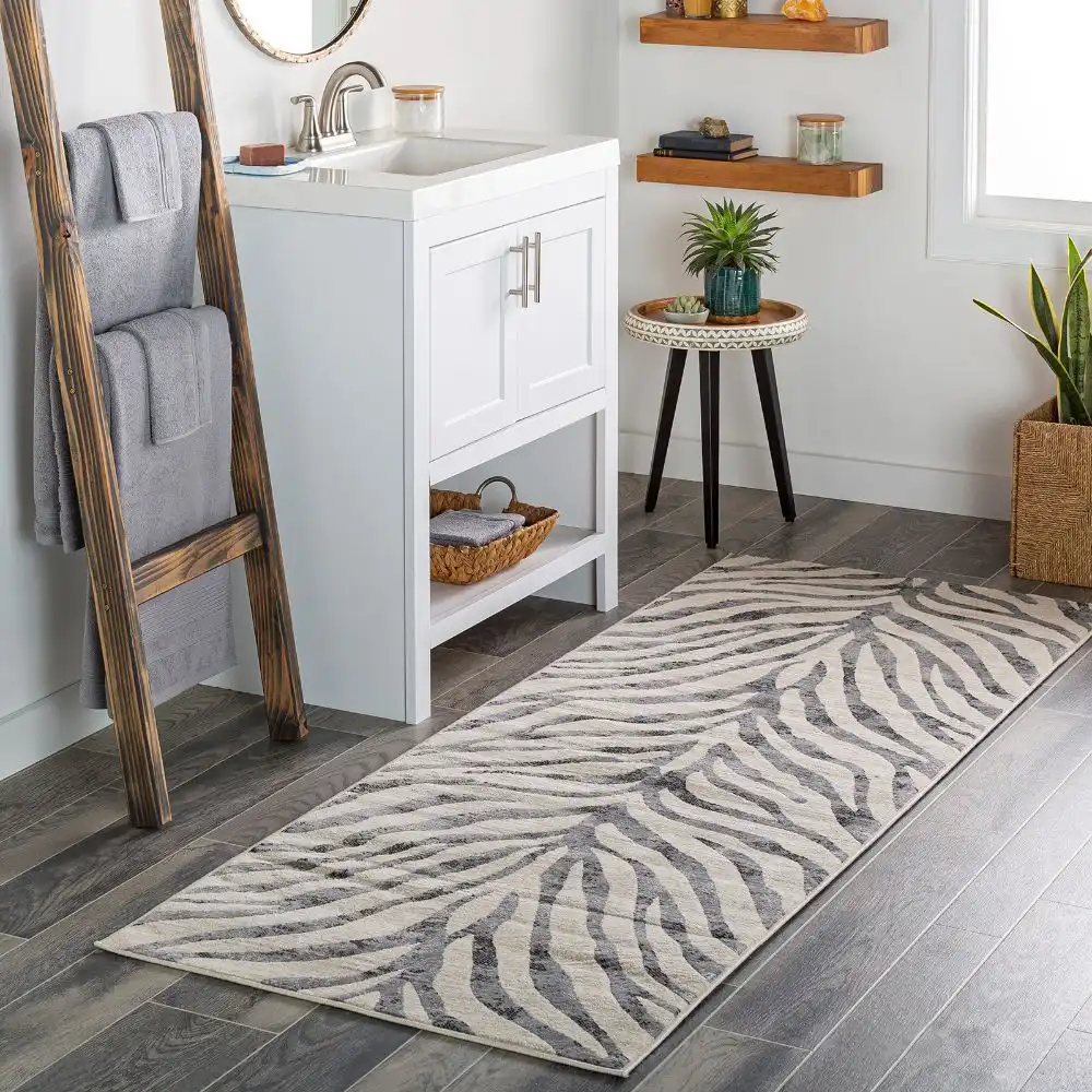 Cybele Scandi Boho Zebra Charcoal Rug - Image 2