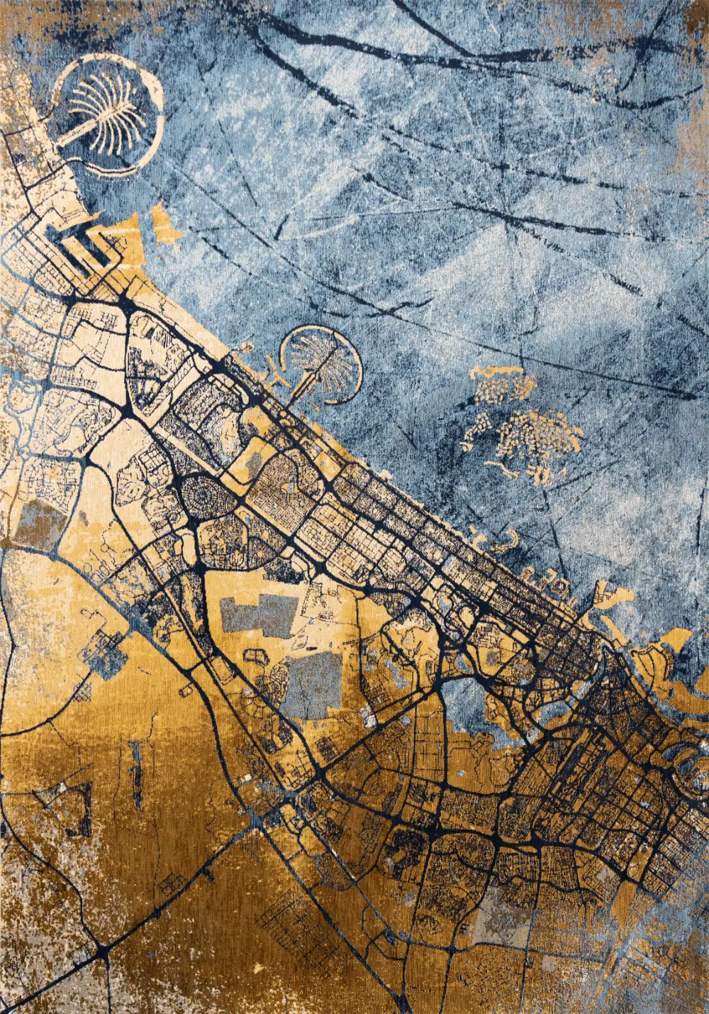 Cities Dubai Gold Sea 9698Washable Rug - Image 2