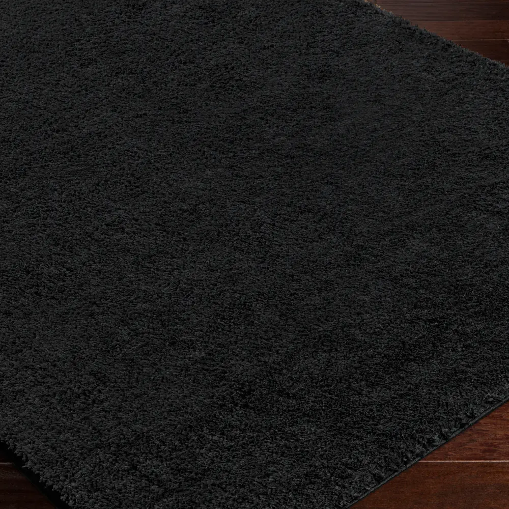 Claire Shaggy Solid Color Plush Pile Black Rug - Image 3