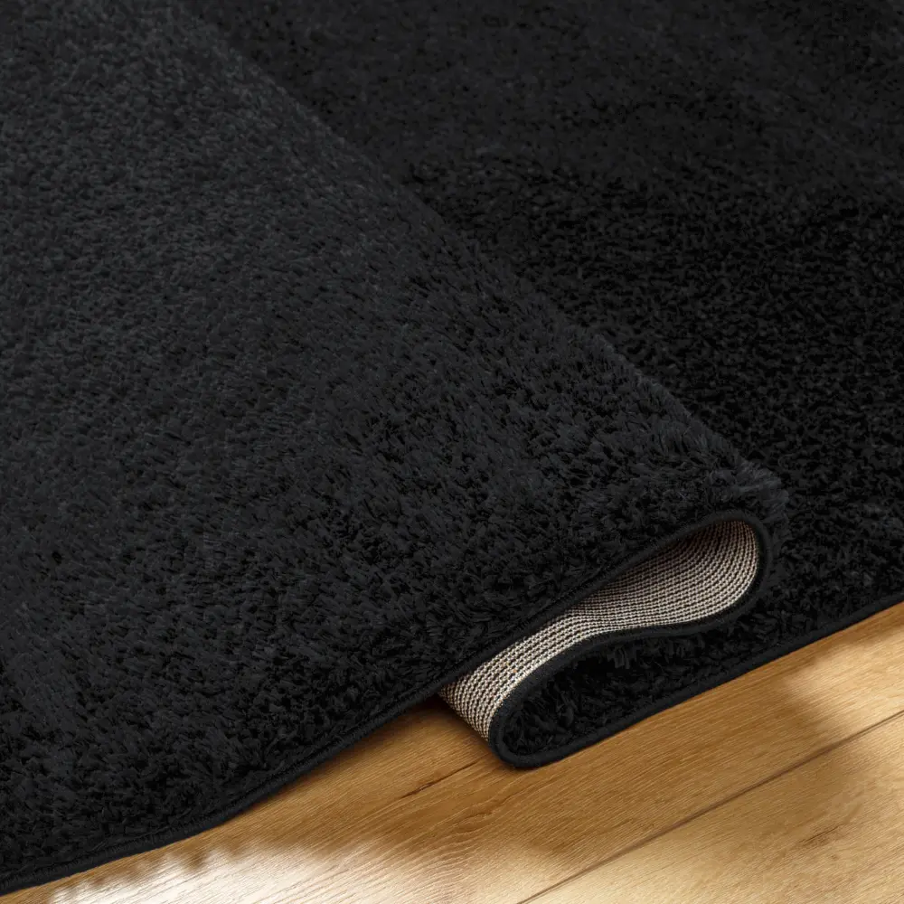 Claire Shaggy Solid Color Plush Pile Black Rug - Image 4
