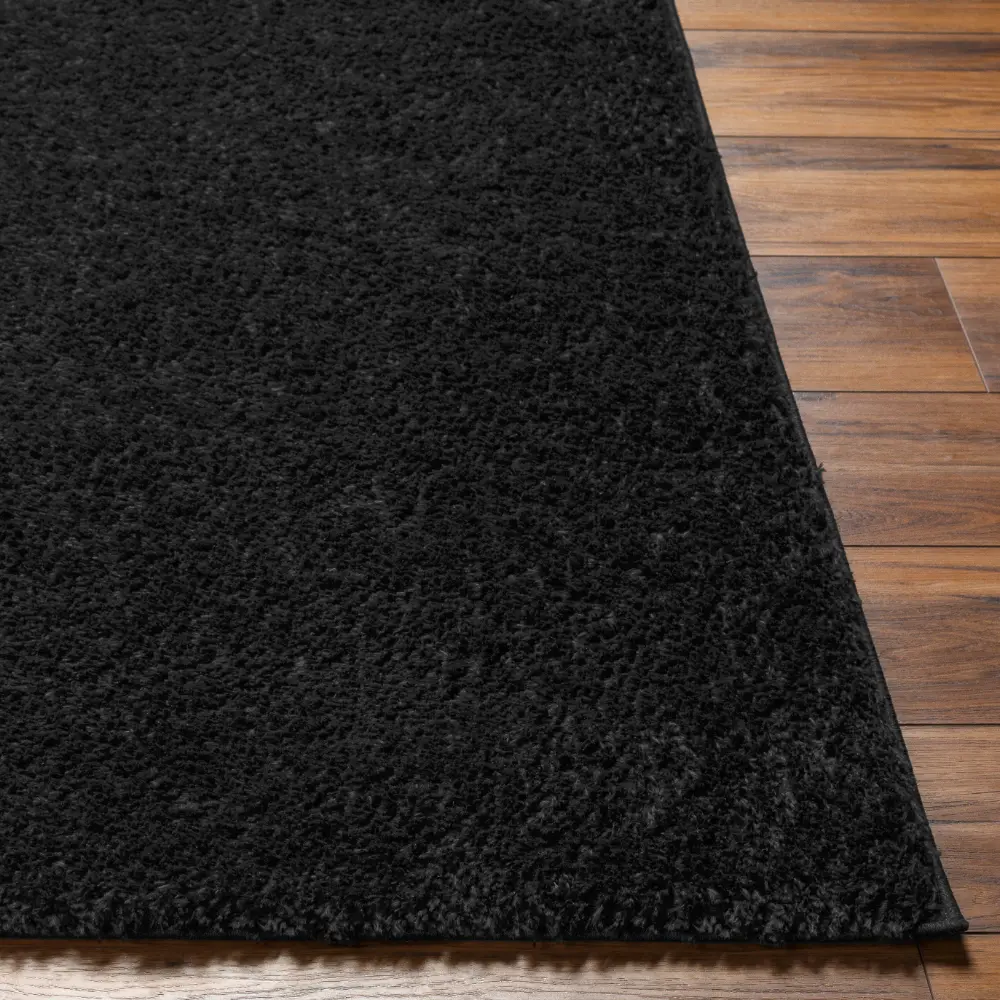Claire Shaggy Solid Color Plush Pile Black Rug - Image 5