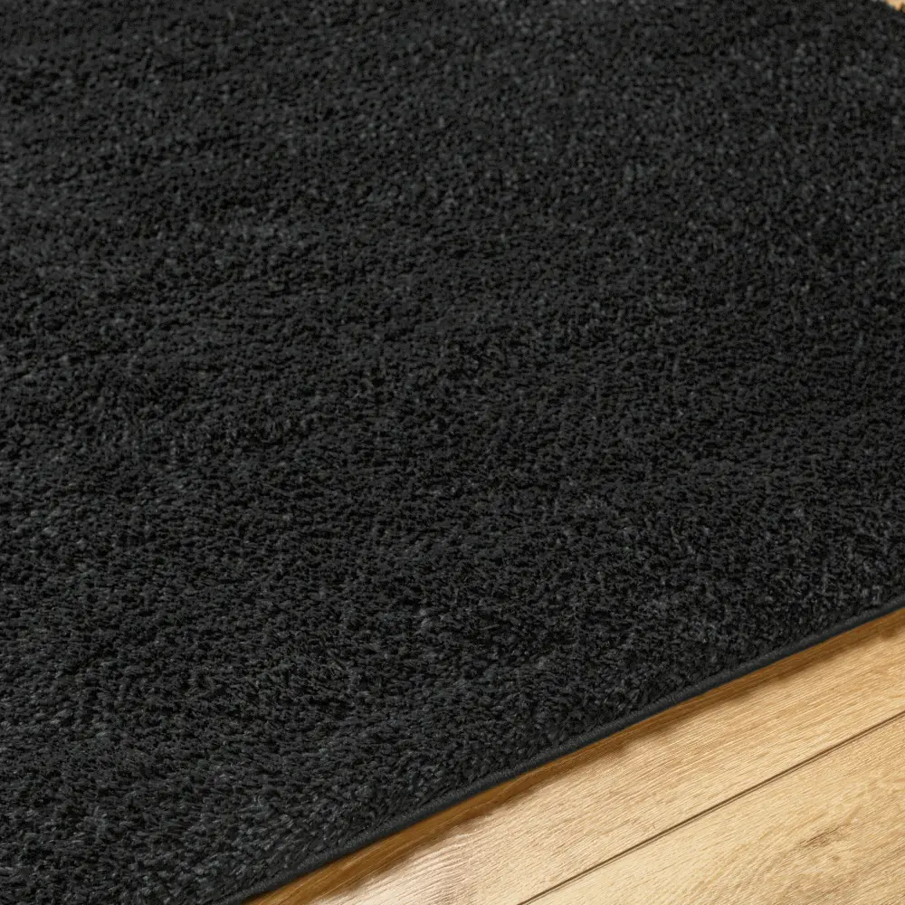 Claire Shaggy Solid Color Plush Pile Black Rug - Image 8