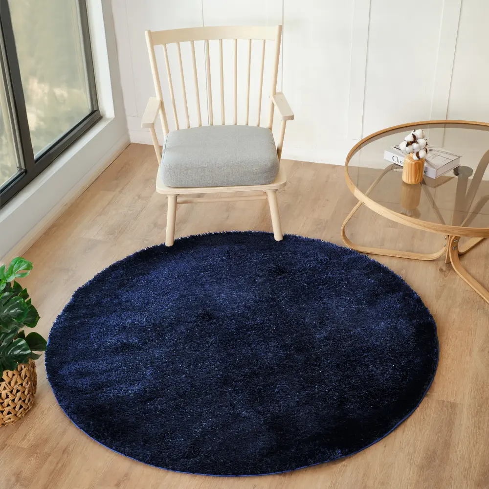Claire Shaggy Solid Color Plush Pile Cobalt Rug - Image 3