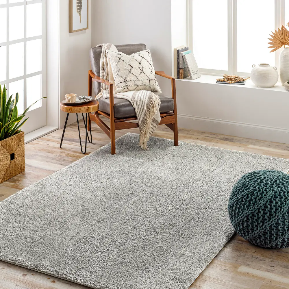 Claire Shaggy Solid Color Plush Pile Dark Grey Rug - Image 2
