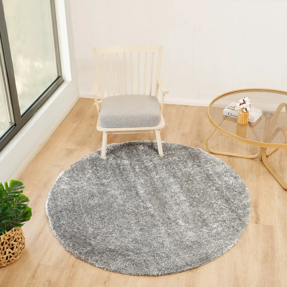 Claire Shaggy Solid Color Plush Pile Dark Grey Rug - Image 6