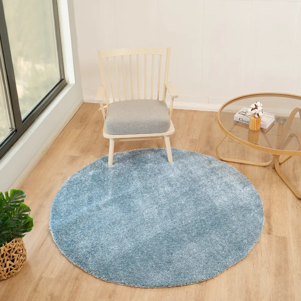 Claire Shaggy Solid Color Plush Pile Denim Rug - Image 5
