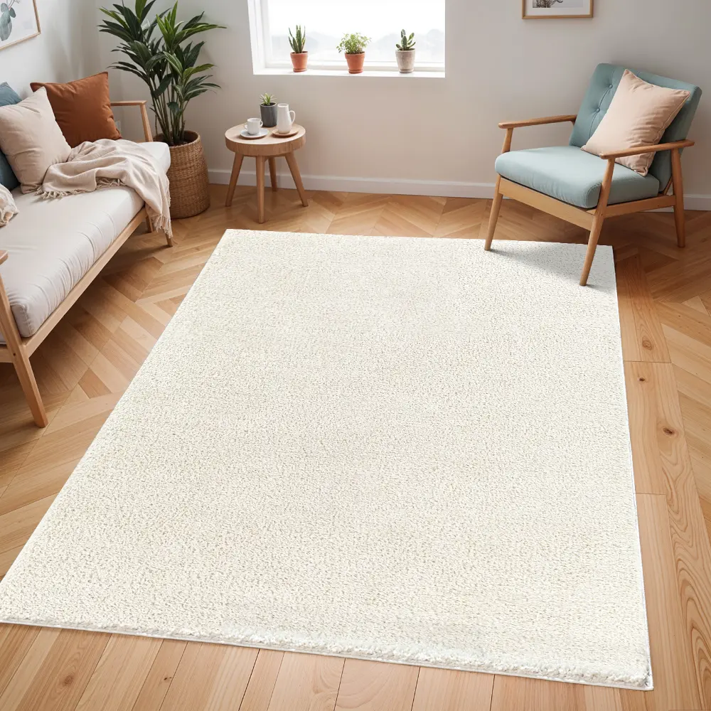 Claire Shaggy Solid Color Plush Pile Light Beige Rug