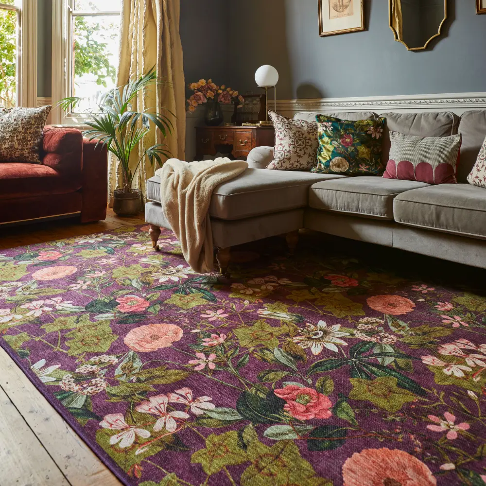 Clarke & Clarke Passiflora Mulberry Washable