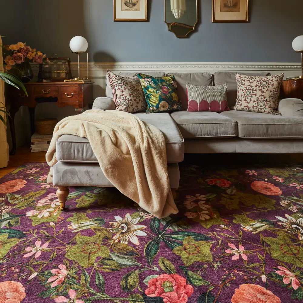 Clarke & Clarke Passiflora Mulberry Washable - Image 3