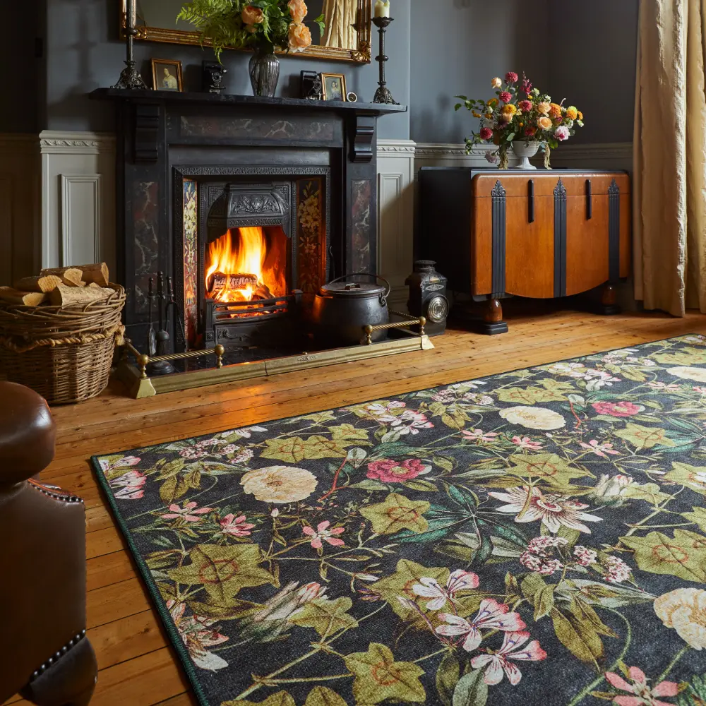 Clarke & Clarke Passiflora Noir Washable