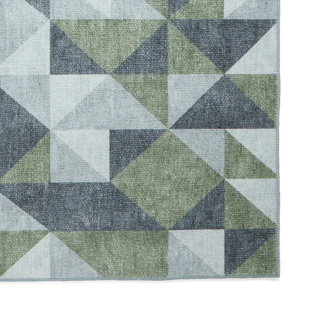 Coral H1057 Green/Grey Modern Washable Rug - Image 4